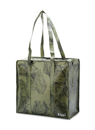 Shoppingbag med lynlås, Green Flower AOP