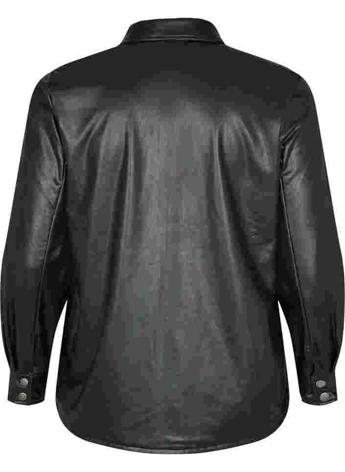 Imiteret læderskjorte , Black, Packshot image number 1