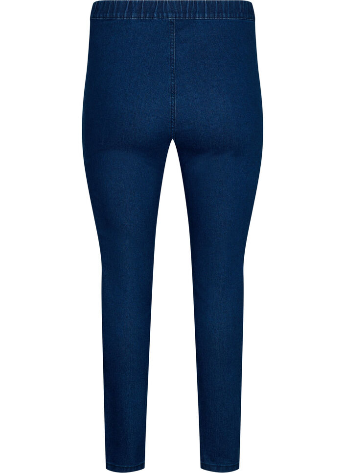 FLASH - Tætsiddende jeggings med høj talje, Blue denim, Packshot image number 1