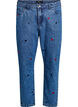 Mille mom fit jeans med broderi, Blå, Packshot image number 0