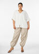 Bluse i viskose med crochetb&aring;nd og knapper, Vanilla, Model image number 1