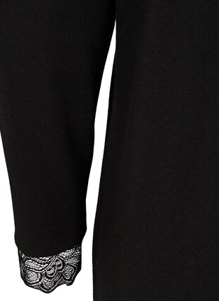 Kjole med lange ærmer og blonder, Black , Packshot image number 3