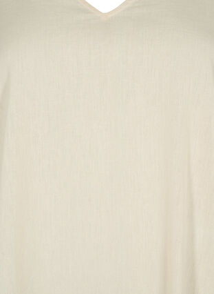 Kjole med v-hals i bomuldsmix med hør , Sandshell, Packshot image number 2