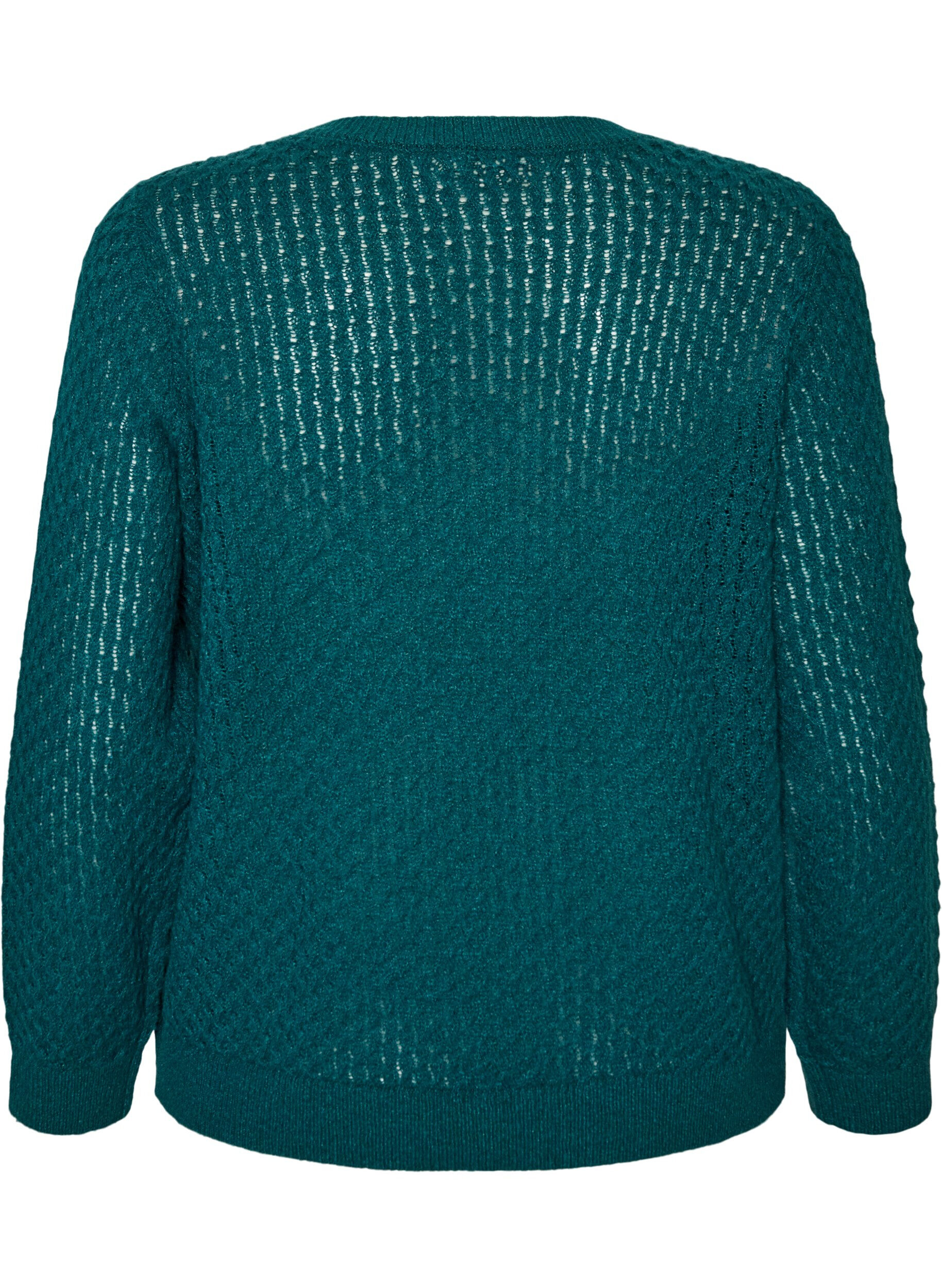 ZizziStrikbluse med struktureret hulm&oslash;nster, Gr&oslash;n, Packshot image number 1
