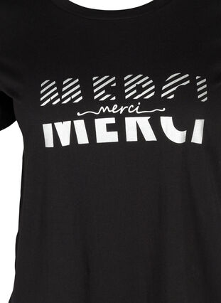 Økologisk bomulds t-shirt med tryk, Black Merci, Packshot image number 2