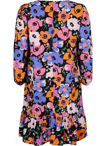 Blomstret kjole med v-hals, Vibrant Flower AOP, Packshot image number 1