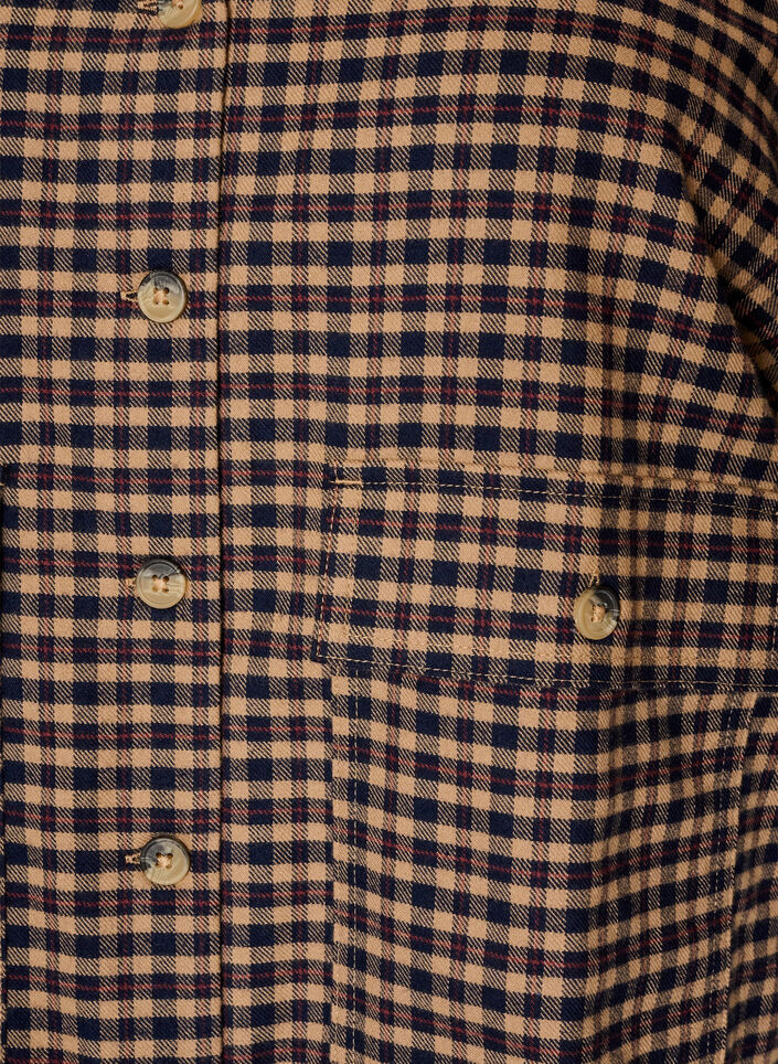 Ternet bluse med brystlommer, Brun, Packshot image number 2