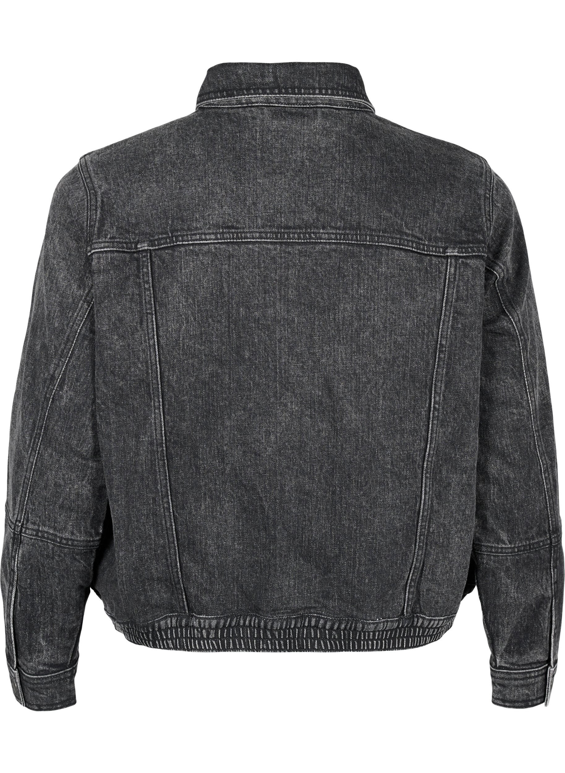 Zizzi Denimjakke med skjult lynl&aring;s, Dark Grey Denim, Packshot image number 1