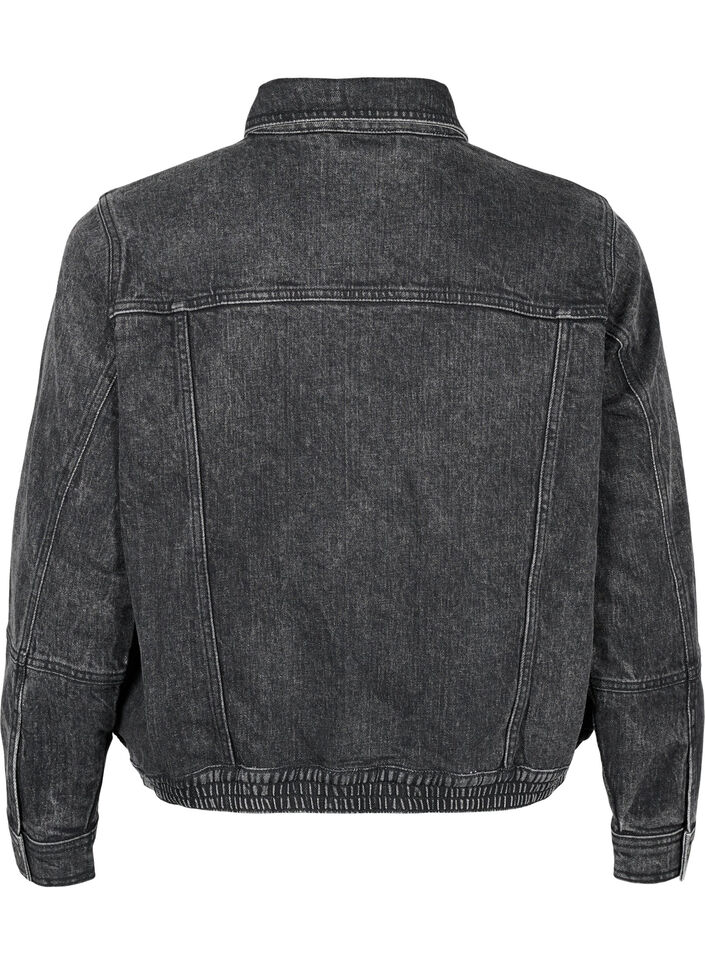 Denimjakke med skjult lynl&aring;s, Dark Grey Denim, Packshot image number 1