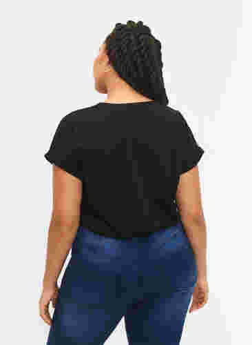 Kortærmet t-shirt i bomuldsblanding, Black, Model image number 1