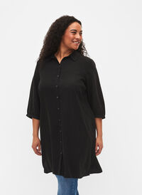 Lang skjorte med 3/4 ærmer i lyocell (TENCEL™), Black, Model