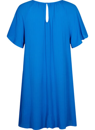 Viskosekjole med korte ærmer, Victoria blue, Packshot image number 1
