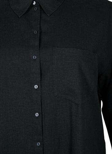 Lang skjorte i hør-viskoseblanding, Black, Packshot image number 2