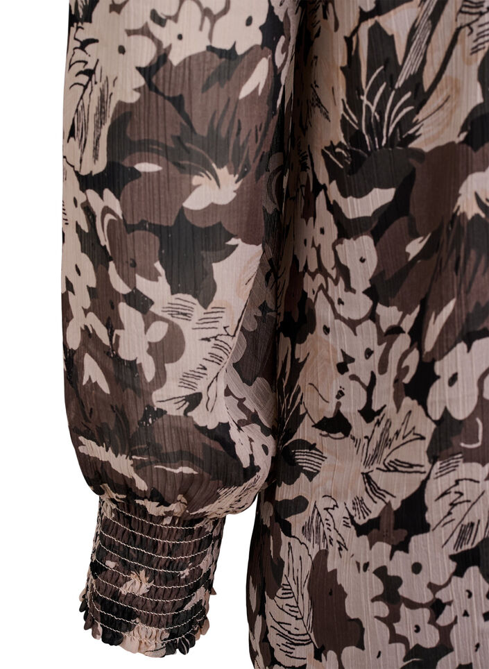 Bluse med blomsterprint, Sort, Packshot image number 3