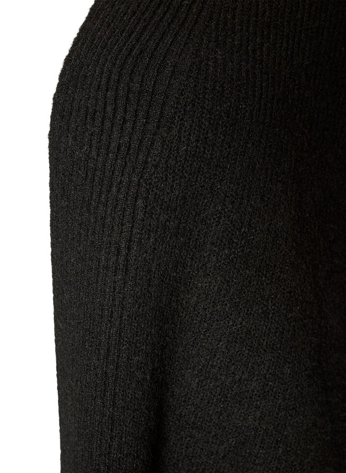 Cardigan med &aring;ben front og vide &aelig;rmer, Sort, Packshot image number 2