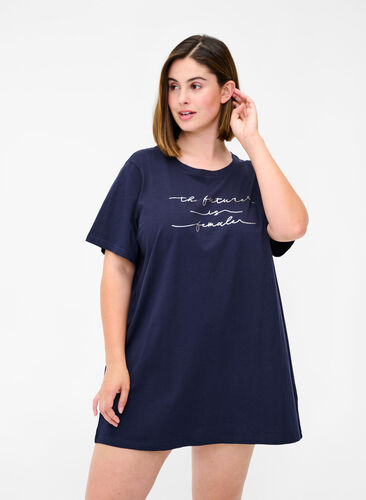 Oversize nat t-shirt i økologisk bomuld, Night Sky, Model image number 0