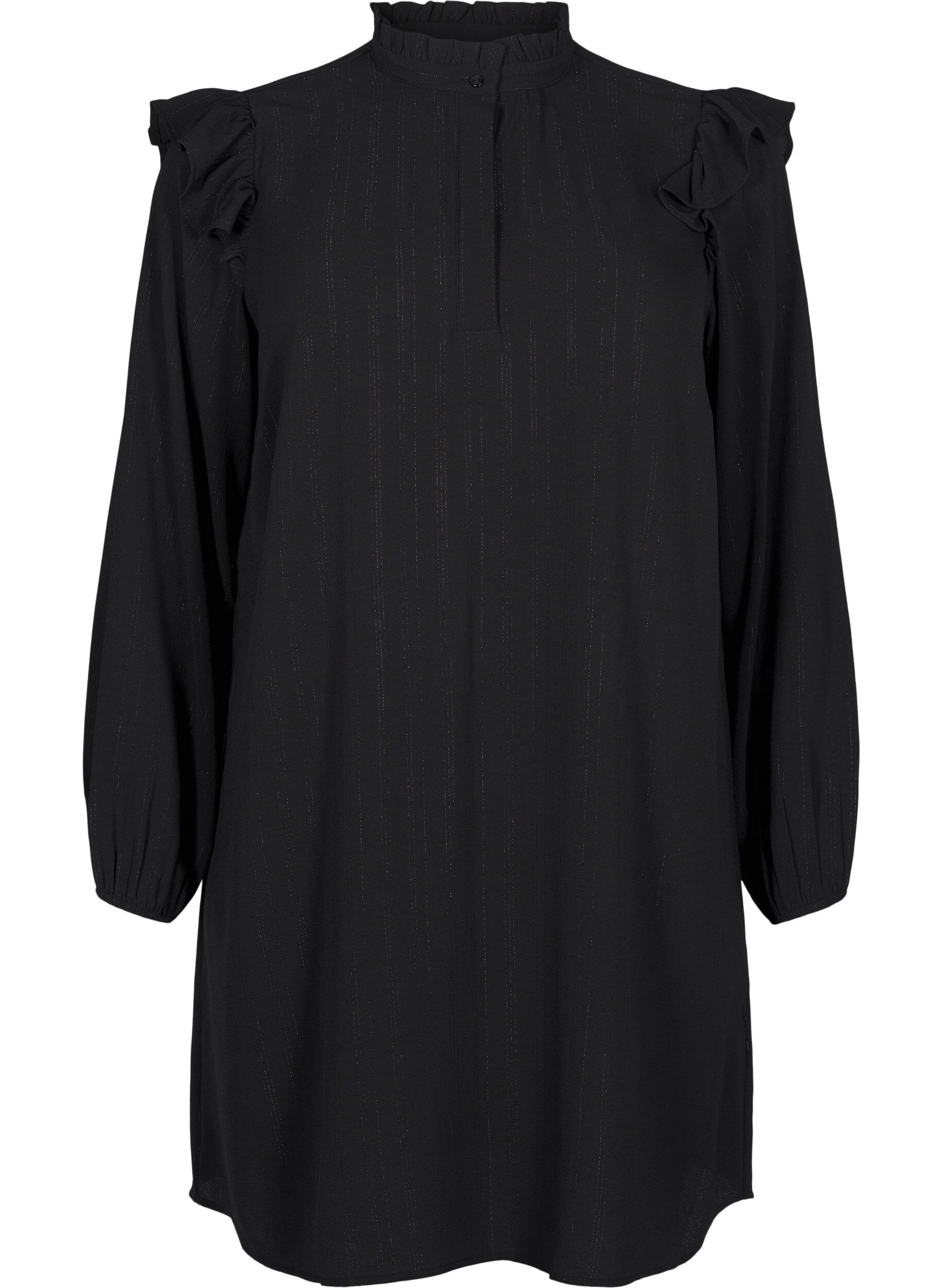 Kort kjole med fl&aelig;ser og glimmer