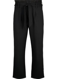 Højtaljede bukser med flæser og bindebånd, Black