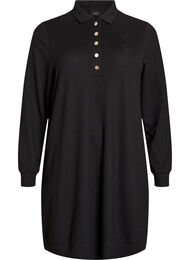 Kort polokjole med knapper og lange ærmer, Sort