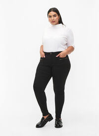 Tætsiddende bukser med lynlås detaljer, Black, Model