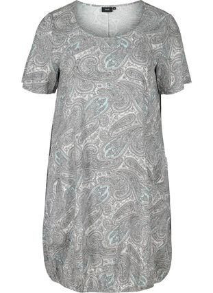 Kortærmet viskose kjole med print, Bright Paisley, Packshot image number 0