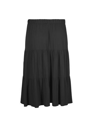 Lang nederdel med elastik i taljen, Black, Packshot image number 1