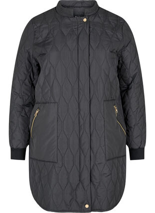 Quiltet jakke med lommer, Black, Packshot image number 0