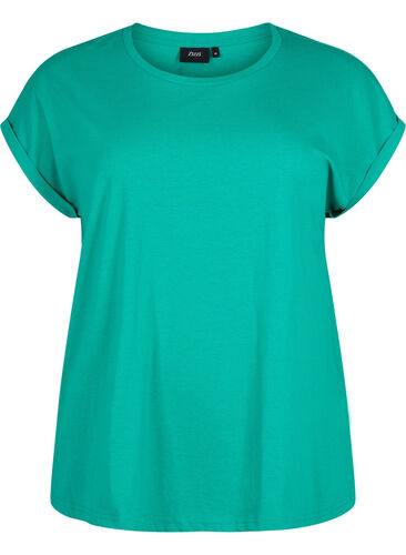 Kortærmet t-shirt i bomuldsblanding, Emerald Green, Packshot image number 0
