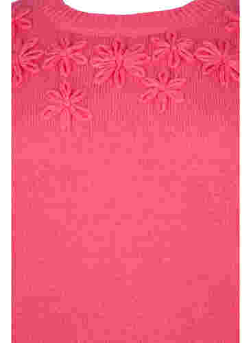 Strikbluse med blomsterdetalje, Hot Pink, Packshot image number 2