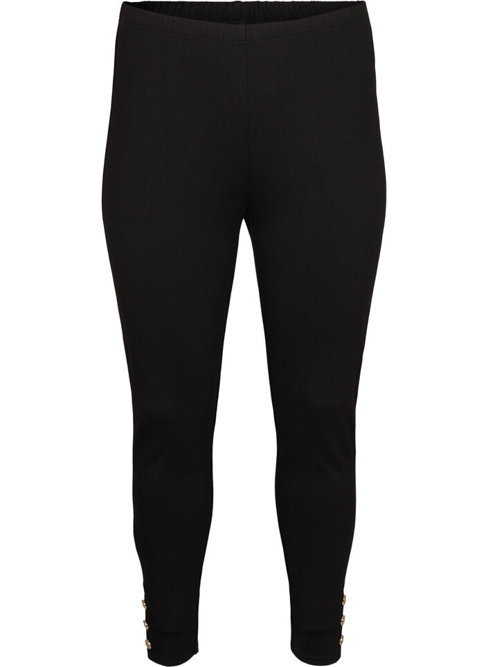 Viskose leggings med knapdetalje, Sort, Packshot image number 0