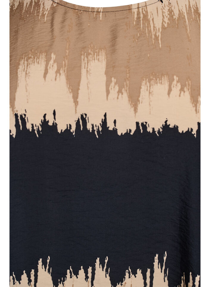 Bluse med brede ærmer og grafisk print, Sort, Packshot image number 2