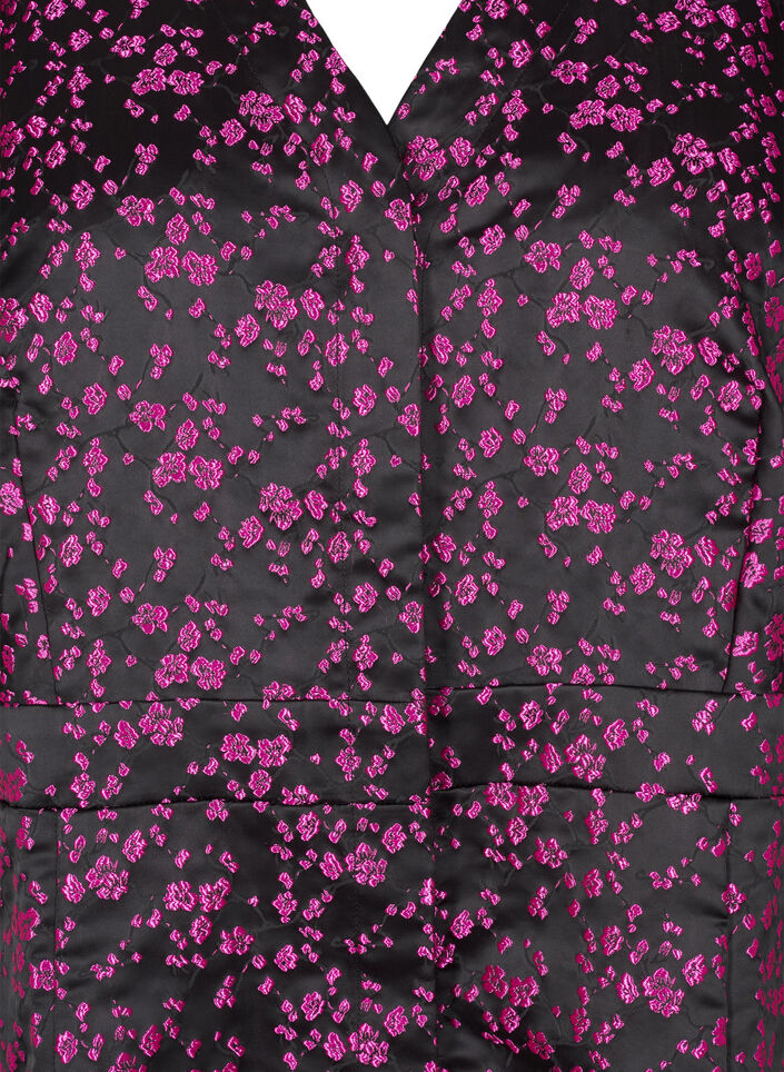 Knælang kjole med broderede blomster, Black Pink Flower, Packshot image number 2