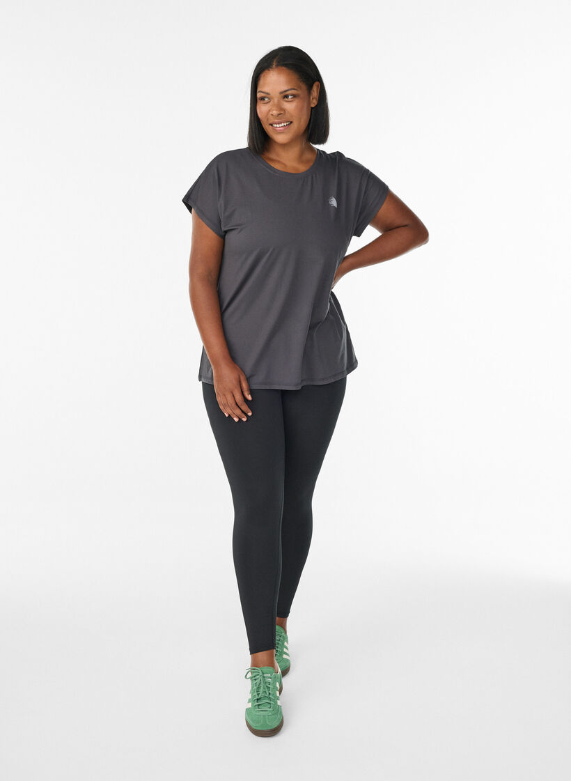 Ensfarvet tr&aelig;nings t-shirt, Gr&aring;, Model image number 1