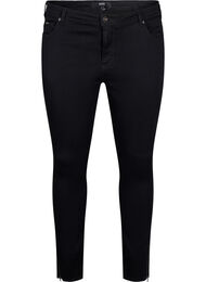 Cropped Amy jeans med lynl&aring;sdetalje, Sort