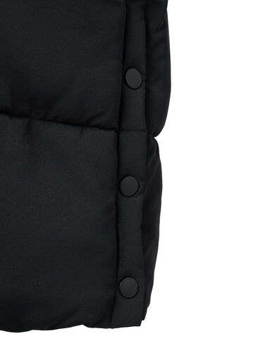 Lang puffer jakke med lommer og hætte, Black, Packshot image number 3