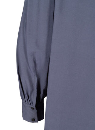 Lang ensfarvet skjorte i viskosemix, Odysses Gray, Packshot image number 3