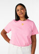 T-shirt i &oslash;kologisk bomuld med tekstmotiv, Lyser&oslash;d, Model image number 0