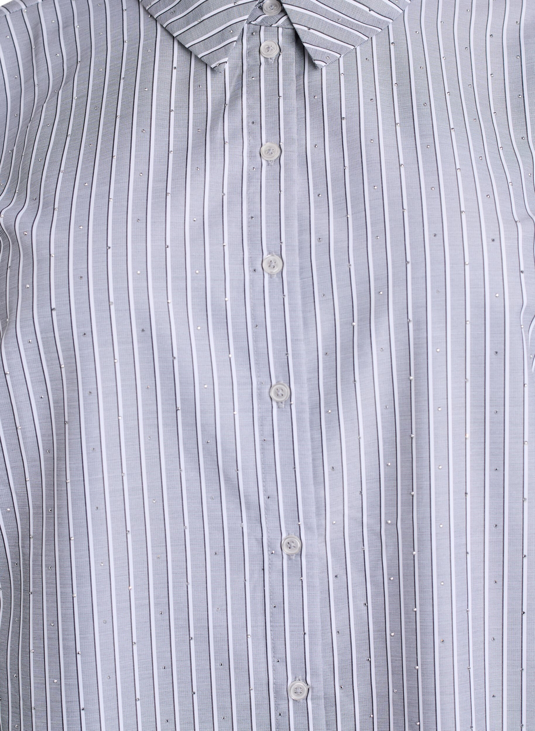 Zizzi Stribet skjorte med nitter, Sort, Packshot image number 2