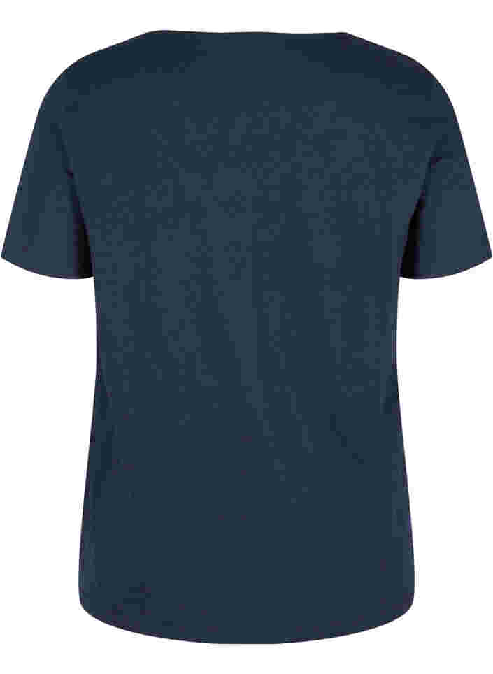 Kortærmet t-shirt med v-hals og mesh, Navy Blazer, Packshot image number 1