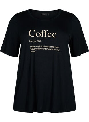Kortærmet nat t-shirt i viskose, Black Coffee, Packshot image number 0