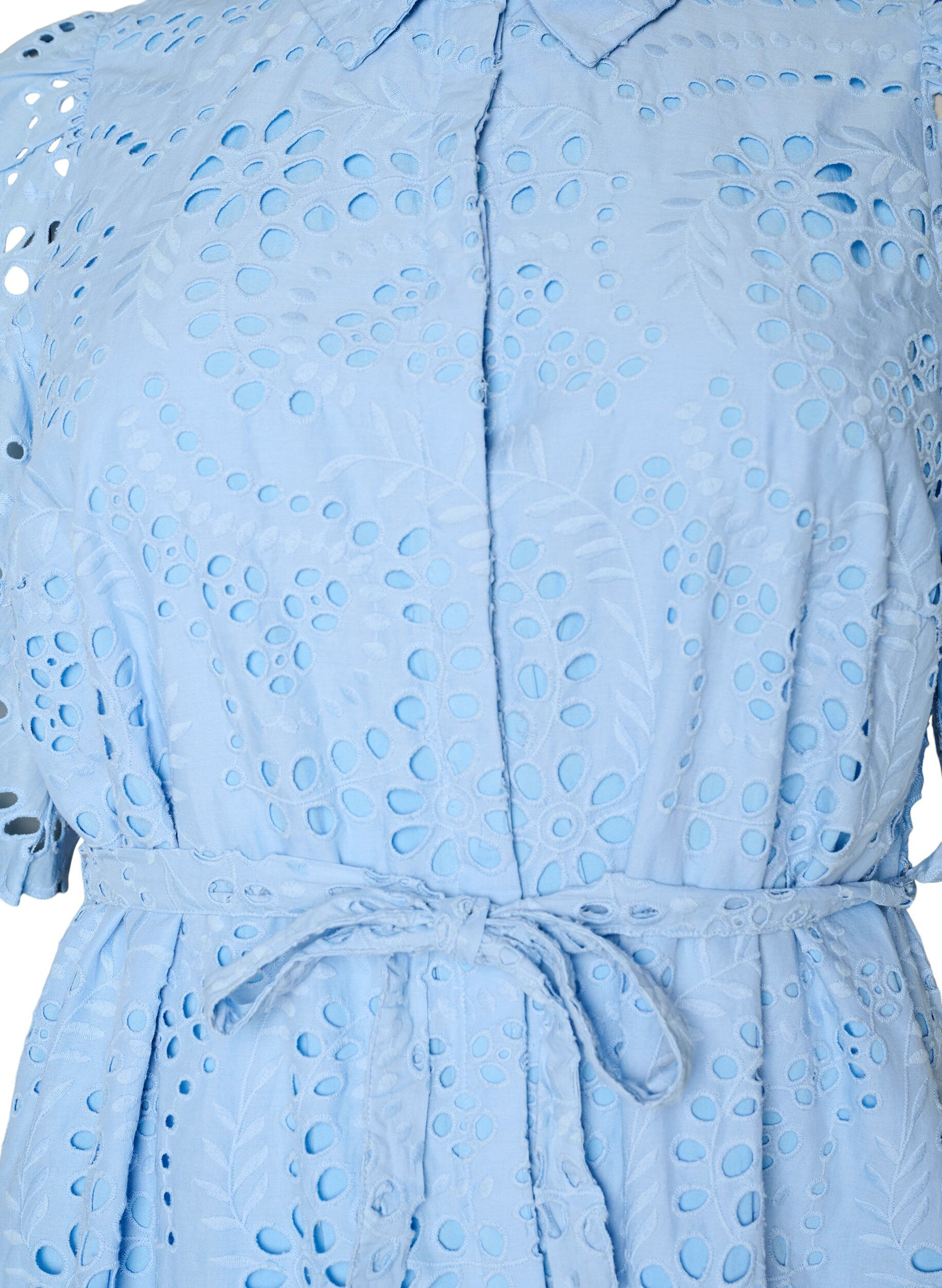 ZizziSkjortekjole i broderie anglaise med bindeb&aelig;lte, Bl&aring;, Packshot image number 2