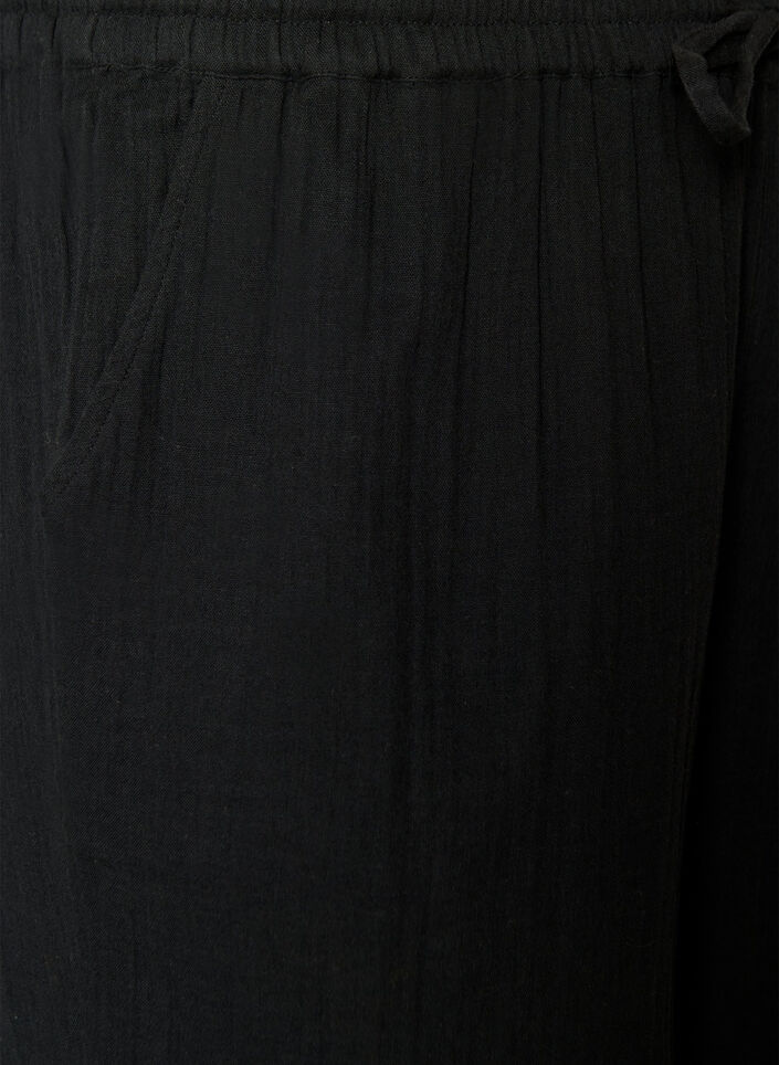 L&oslash;se shorts i bomuldsmusselin med h&oslash;j talje, Sort, Packshot image number 2