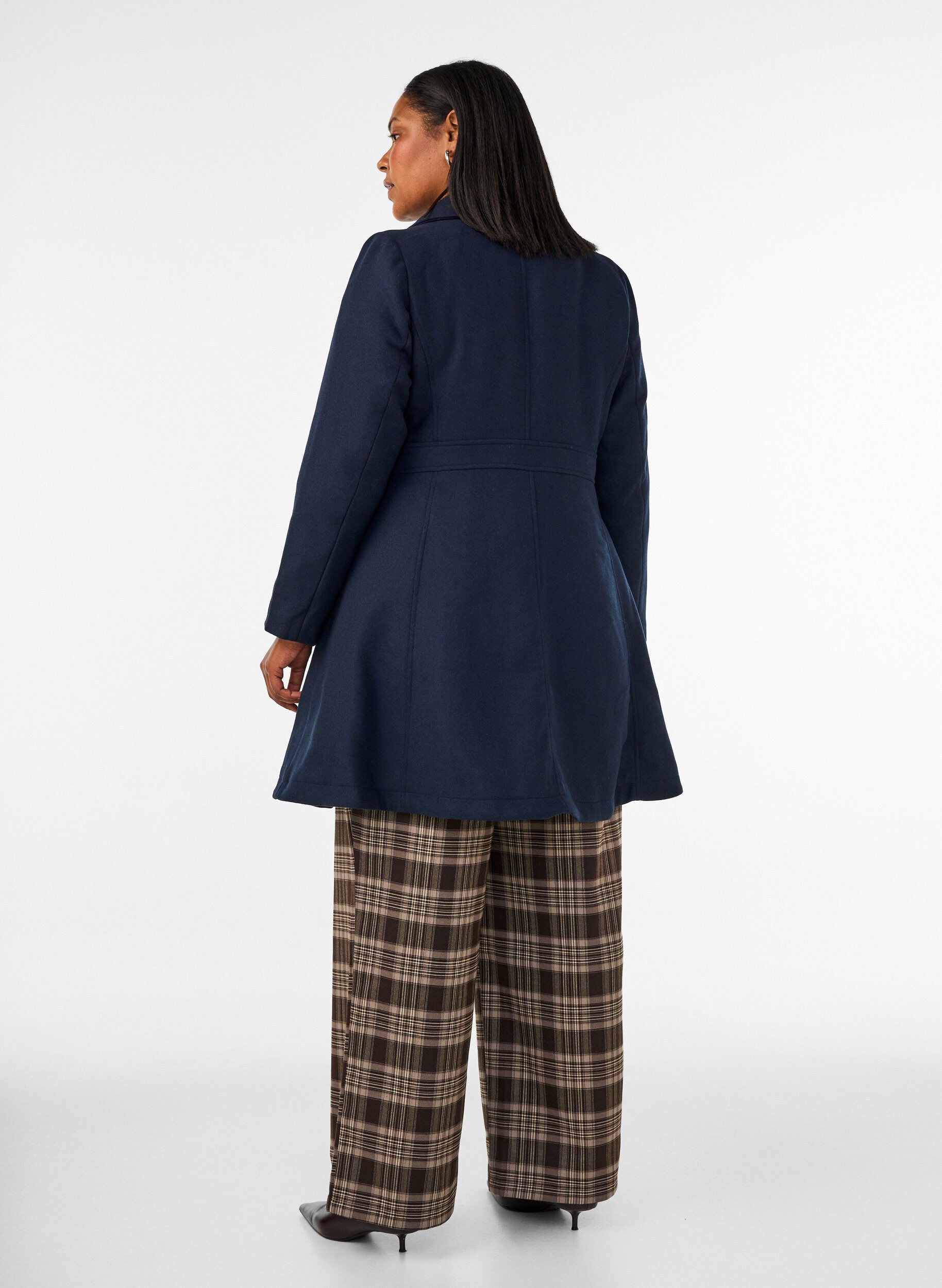 ZizziA-formet uldfrakke med lommer, Bl&aring;, Model image number 2