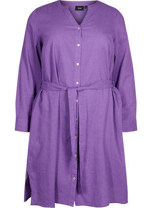 Skjortekjole med lange ærmer, Deep Lavender, Packshot image number 0