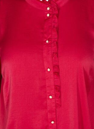 Langærmet skjorte med flæser, Cerise, Packshot image number 2