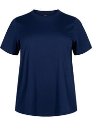 Basis t-shirt i bomuld med rund hals , Bl&aring;
