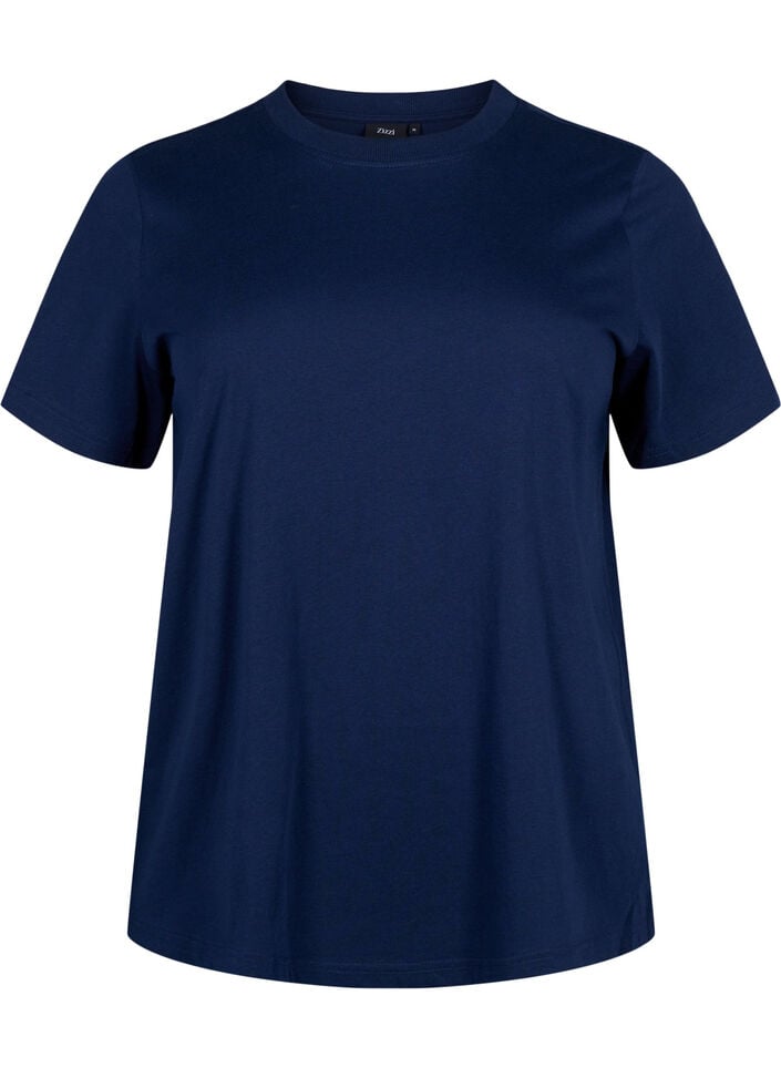 Basis t-shirt i bomuld med rund hals , Bl&aring;, Packshot image number 0
