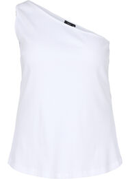 One-shoulder top i bomuld, Bright White