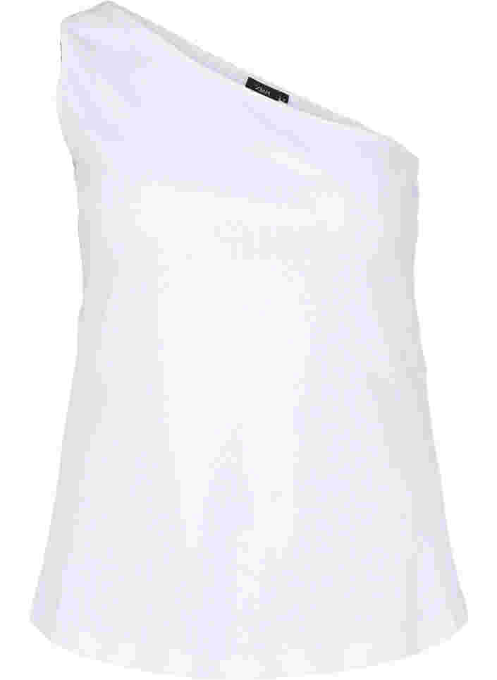 One-shoulder top i bomuld, Bright White, Packshot image number 0