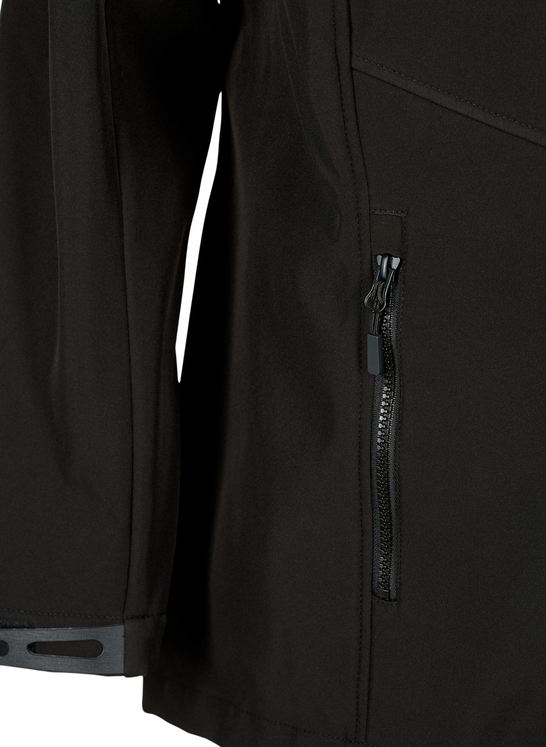 Zizzi Kort softshell jakke med lommer, Black, Packshot image number 3